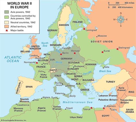 Europe is the second-smallest continent. . How would you describe the axis situation in europe at the time represented by the map